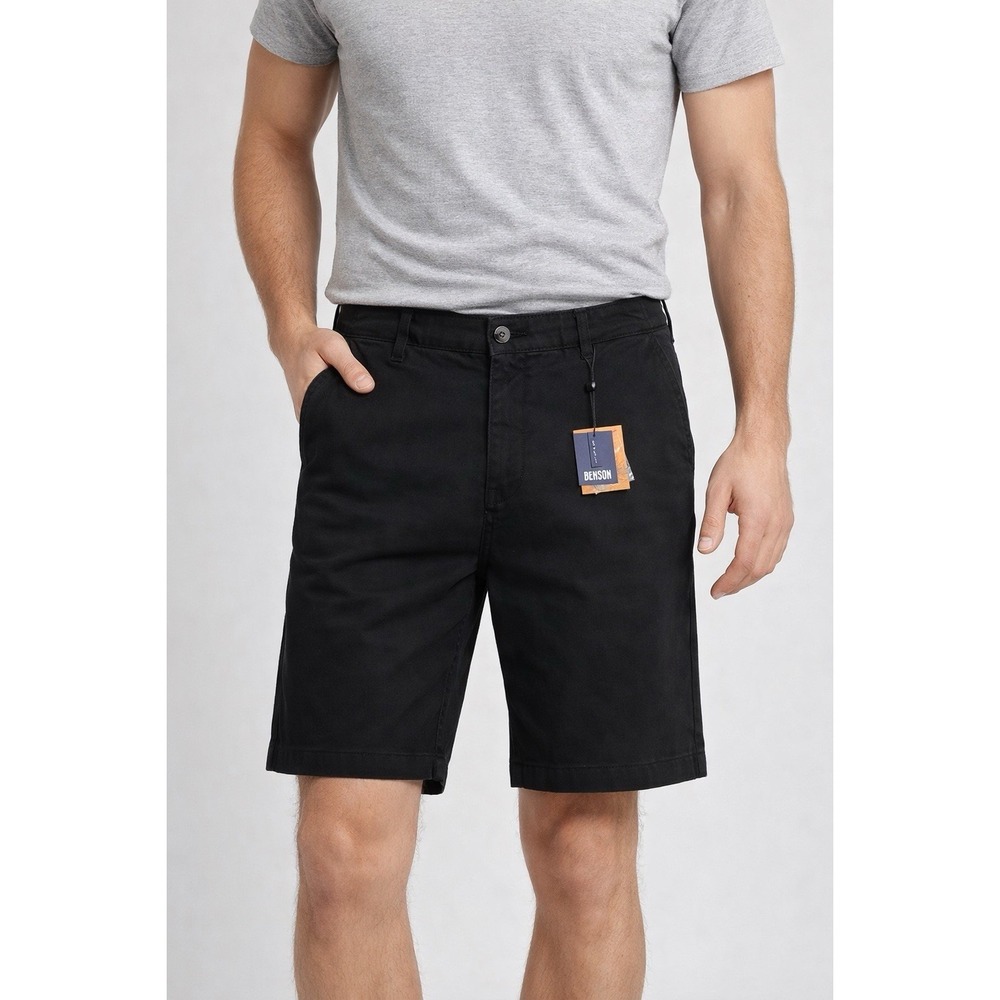 Benson Men's‎ Black Casual Shorts Size 30 NWT  Stretch Flat Front Summer